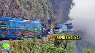Ngeri Detik² Sopir Bus Viral Nekat Lewati Jalan Sempit Pinggir Jurang. Paling Ekstrim di Indonesia