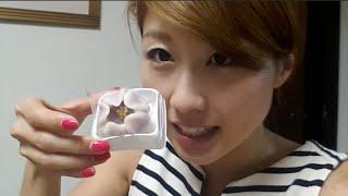 Eating wagashi Japanese confectionary with my Obachan