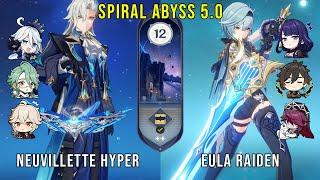 C0 Neuvillette Hypercarry and C1 Eula Raiden  Genshin Impact Abyss 5.0 Floor 12 9 Stars