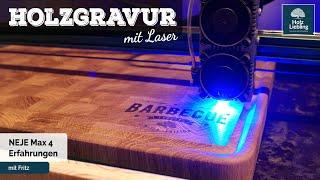 So gravieren wir Schneidebretter & Co - Lasergravierer NEJE Max 4 Test  Holz-Liebling