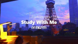 6-hour STUDY WITH ME  pomodoro 5010  sunset  Focus music  Relaxing Chill Calm Piano  TOKYO