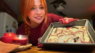 ASMR Baking Red Velvet Cheesecake Brownies Close Whispered Voiceover