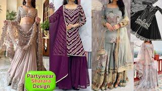 latest partywear sharara gharara design  new sharara dress fashion  partywear sharara suit #2025
