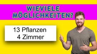 Kombination mit Wiederholung. Reihenfolge egal. Pflanzen Zimmer Beispiel. Kombinatorik. Mathe.