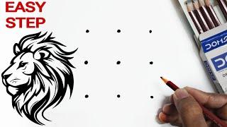 3x3 dots turns into Lion Drawing  Easy Lion Drawing