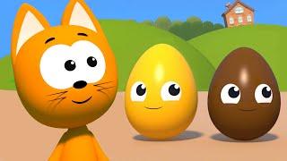 Learn colors with Balloons and Surprise Eggs  Meow-meow Kitty fun games for kids