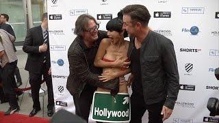 Bai Ling Jefery Levy and David Arquette Having Fun On The Red Carpet  Exclusive