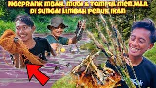 PRANK MBAH & MUGI MENJALA IKAN DI SUNGAI LIMBAH GATAL PENUH IKAN LANGSUNG BAKARRR