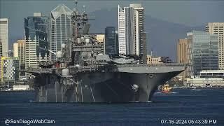 USS Boxer LHD-4 Outbound San Diego wFull Deck