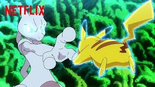 Ash & Goh Battle Mewtwo  Pokémon Journeys The Series  Netflix After School