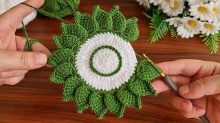 Amazing..  Super easy very useful crochet beautiful motif crochet coaster - Tunisian crochet