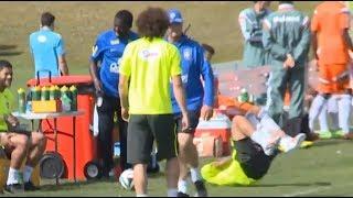 Scolari kicks Dani Alves in World Cup training