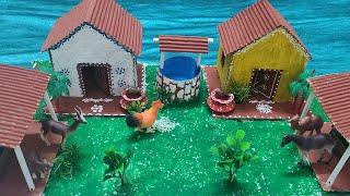 How to make farm animals shelter model  Domestic animals school project #schoolproject #diy