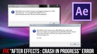 After Effects Crash In Progress ERROR FIX 