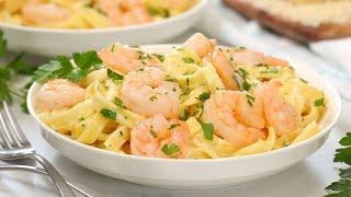 Fettuccine Alfredo with Garlic Shrimp  Easy 20 Minute Meal