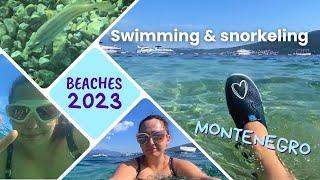 Swimming and snorkeling on the beaches of Herceg Novi in 2023. Montenegro.