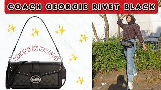 COACH GEORGIE RIVET SIGNATURE BLACK SHOULDER BAG  WHATS FIT IN MY BAG #coach #coachgeorgie