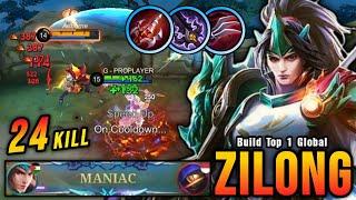 Almost SAVAGE 24 Kills Zilong Best One Shot Lifesteal Build - Build Top 1 Global Zilong  MLBB