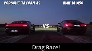 2024 Porsche Taycan 4S 571hp vs 2023 BMW i4 M50 544hp  Drag Race  4K