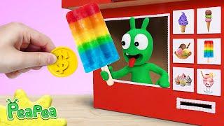 Pea Pea plays Selling Yummy Ice Cream - Funny Stop Motion Cartoon