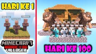 AKU BERTAHAN HIDUP 1000 HARI JADI VILLAGER VS 100 YOUTUBER DI SURVIVAL HARDCORE SKYBLOCK MINECRAFT 