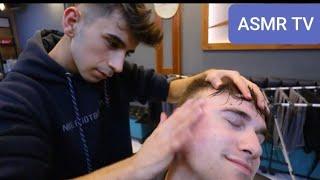 ASMR Young Barber Veysel Does ASMR Sleep Relief  barber shop  Ear Fire 