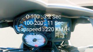 BMW F800R 0-220 TOPSPEED 4K  Complete decat with scorpion exhaust 