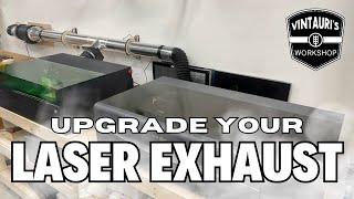 Inline exhaust for better laser smoke extraction