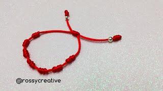 RED BRACELET 7 KNOTS LUCKY PROTECTION  How to make easy DIY tutorial thread bracelets