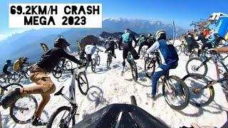 69.2kmh CRASH Megavalanche 2023 - soft snow and Mega carnage - one of the world’s craziest races