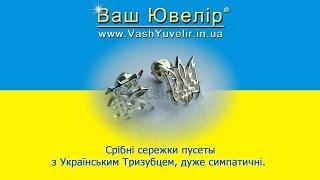 Срібні сережки пусеты з Українським Тризубцем дуже симпатичні - VashYuvelir.in.ua