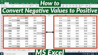 How to Convert Negative Numbers to Positive Numbers in MS Excel  Change Negative Value to Positive