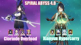 C0 Clorinde Overload & C0 Xianyun Hypercarry  Spiral Abyss 4.8  Genshin Impact