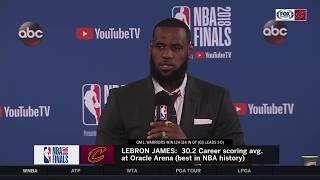 LeBron James reacts to controversial reversed charge call in Game 1  2018 NBA FINALS