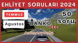 Ehliyet Sınav Soruları 2024  Temmuz Ağustos Çıkmış Ehliyet Sorularını Çöz