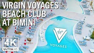 ️ Virgin Voyages private beach — tour Beach Club at Bimini on a cloudy day