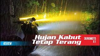Review Langsung saat Kabut Tebal Hujan Deras Lampu Mini Laser Mini Projie Biled Duromoto X1 Senlo
