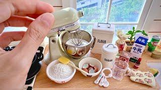 Making Birthday Cake in Re-Ment Mini Kitchen  Toy Food Miniatures Cooking   ASMR