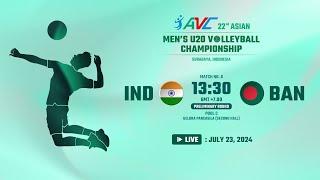  LIVE  IND VS BAN   22nd Asian Mens U20 Volleyball Championship