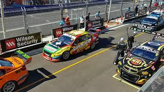 V8 Supercars Australia - Newcastle 500 25th Nov 2017. 1st lap chaos from pit lane.