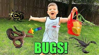 Caleb And Mommy Play and Find REAL BUGS Outside Pretend Play with Insects