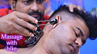 What a relaxing massage with bike  Indian ASMR neck cracking and head massage with bike