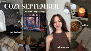 Cozy September Vlog  fall clothing haul glow-up autumn baking pumpkin shopping