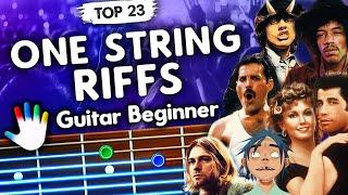 TOP 23 iconic Guitar Riffs on One String  Easy Guitar Lessons for Beginners  Chords Backing Track