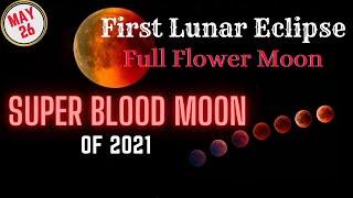 BLOOD MOON 2021  Super Flower Moon in May  Lunar Eclipse 2021  Full Moon May 2021  May 26th