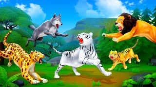 Animal Kingdom Battle Epic Lion vs Tiger vs Wolf vs Cheetah vs Bear Fights Wildlife Warzone