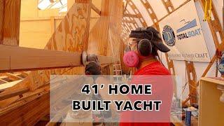 Wooden boat backyard boat building with rail and stile woodworking cabinet doors.