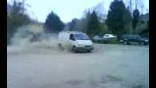 Handbrake turn into doughnut in Ford Transit