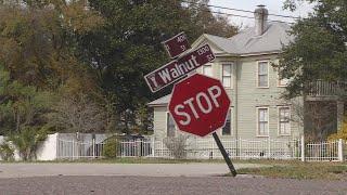 Stop signs damaged