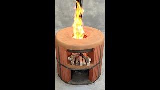 Wood stove made of clay and red brick #Shotrs